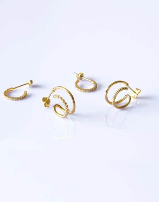 AND COPENHAGEN Shiny Double Swirl Hoops