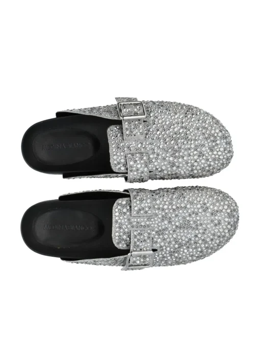 BIANCO MEDINA Sand Mule Simili Stones Silver