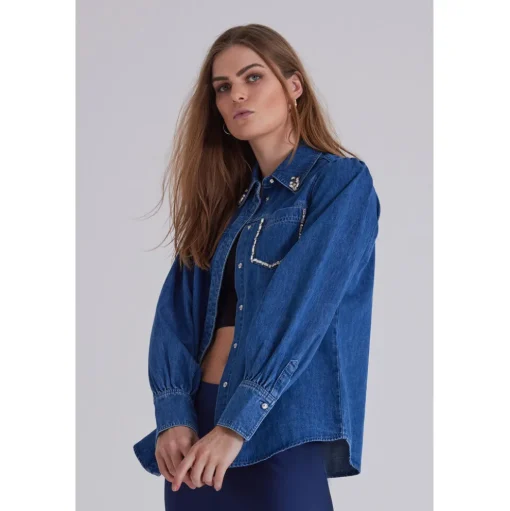 BRUUNS BAZAAR Cana Bess Shirt Dark Blue Denim