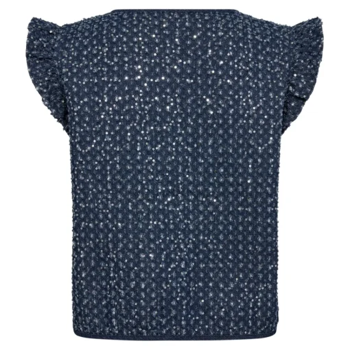 CO' COUTURE Sequin Denim Vest Denim Blue