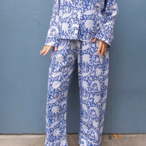 CRAFT SISTERS Pyjamas Blockprint Blue Flower