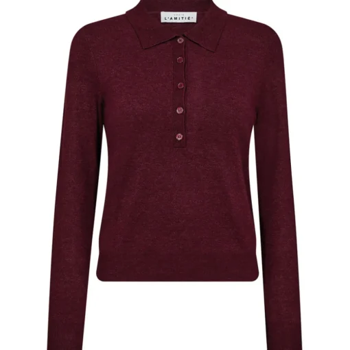 HAUTE L'AMITIÉ Premiere LS Polo Knit Amarone