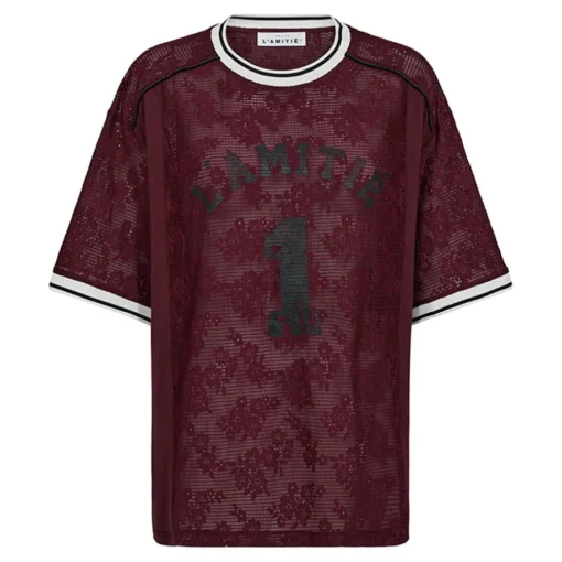 HAUTE L'AMITIÉ Sporty Lace Football Tee Amarone