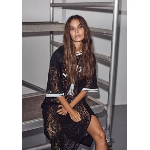 HAUTE L'AMITIE Lace Football Dress Black