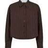 HAUTE L'AMITIE Mocca Stripe Logo Print Shirt