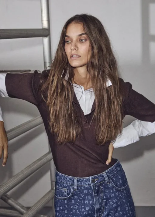 HAUTE L'AMITIE Piccolo Polo Rib Knit Mocca