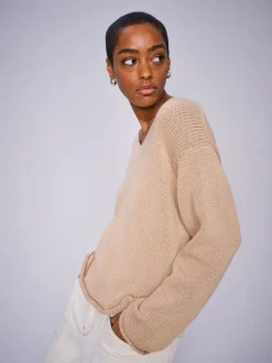 MOS MOSH Bine LS V-Neck Knit Sesame