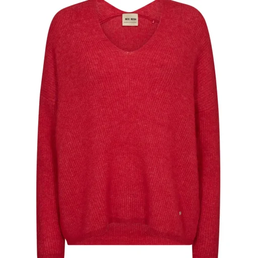 MOS MOSH Thora V-Neck Knit Chinese Red