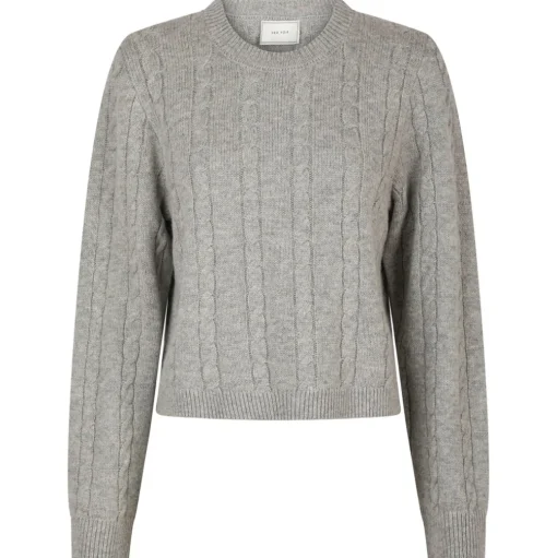 NEO NOIR Amiri Cable Knit Blouse Light Grey