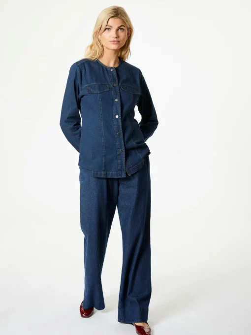 NEO NOIR Annie Denim Blouse Dark Blue