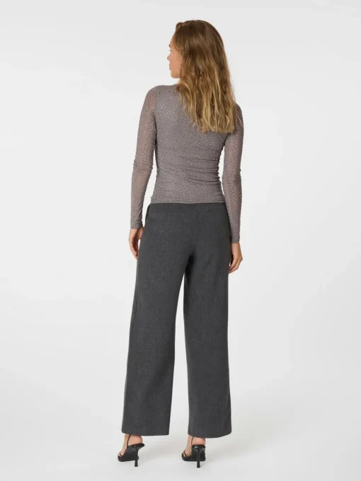 NEO NOIR Basira Stone Mesh Blouse Silver