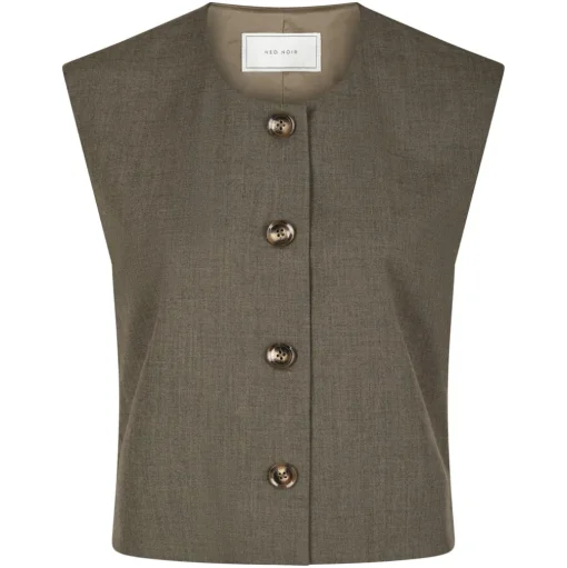 NEO NOIR Birtha Waistcoat Brown Melange