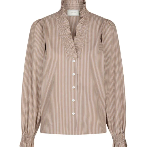 NEO NOIR Brielle Stripe Shirt Brown