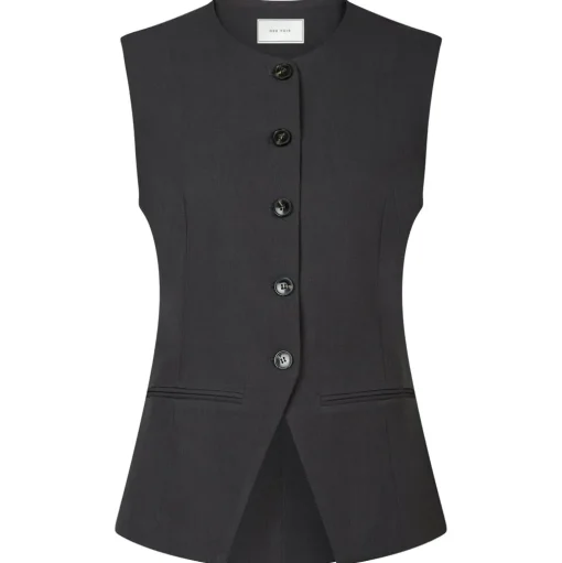 NEO NOIR Fabia Structure Waistcoar Dark Grey
