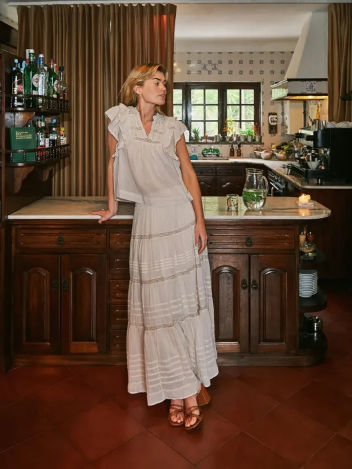 NEO NOIR Felicia Voile Skirt Ivory