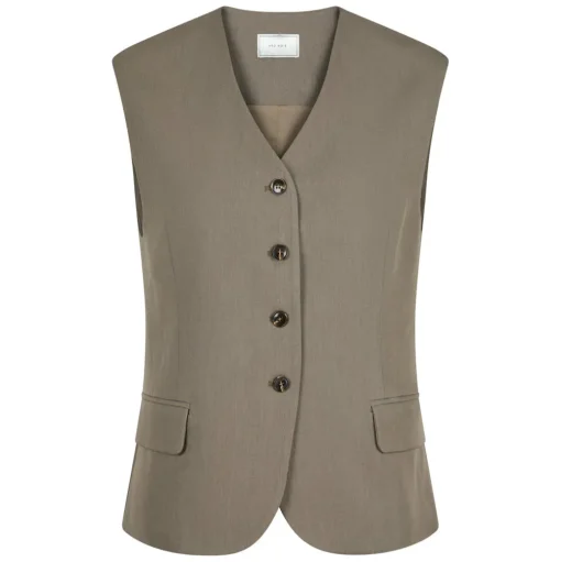 NEO NOIR Gamina Structure Waistcoat Khaki