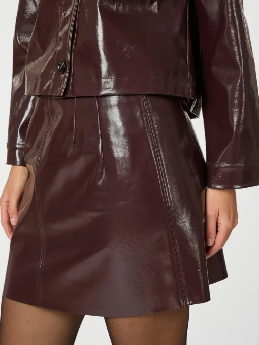 NEO NOIR Hemie Patent Skirt Burgundy
