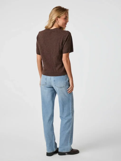 NEO NOIR Missy Knit Tee Brown Melange
