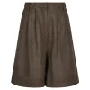 NEO NOIR Nika Faux Suede Bermuda Shorts Dark Brown