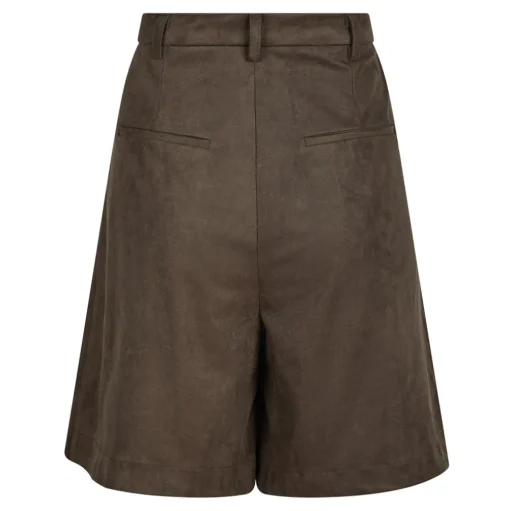 NEO NOIR Nika Faux Suede Bermuda Shorts Dark Brown