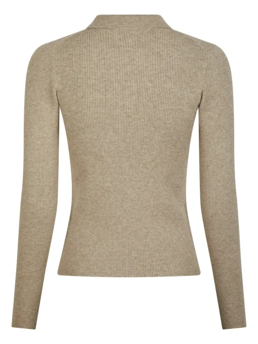 NEO NOIR Panama Knit Blouse Beige Melange