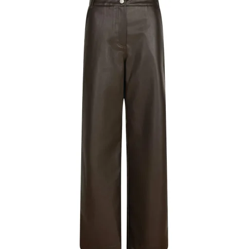 NEO NOIR Pinur Faux Leather Pants Dark Brown