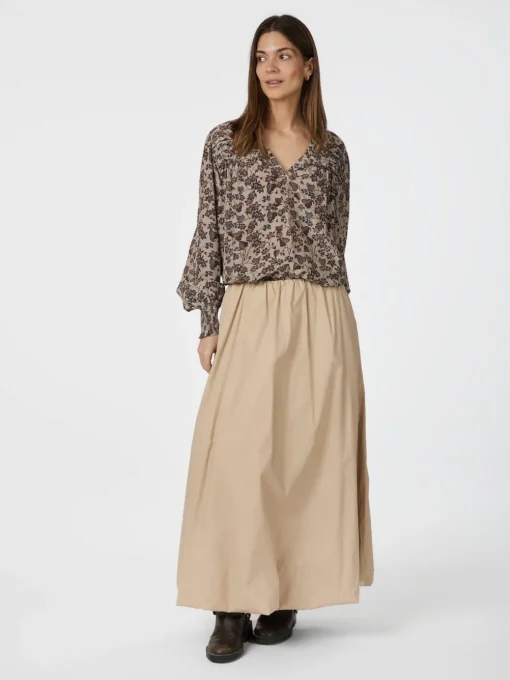 NEO NOIR Rhia Drapy Ivy Blouse Taupe