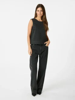 NEO NOIR Rissa Bedazzled Denim Top Black