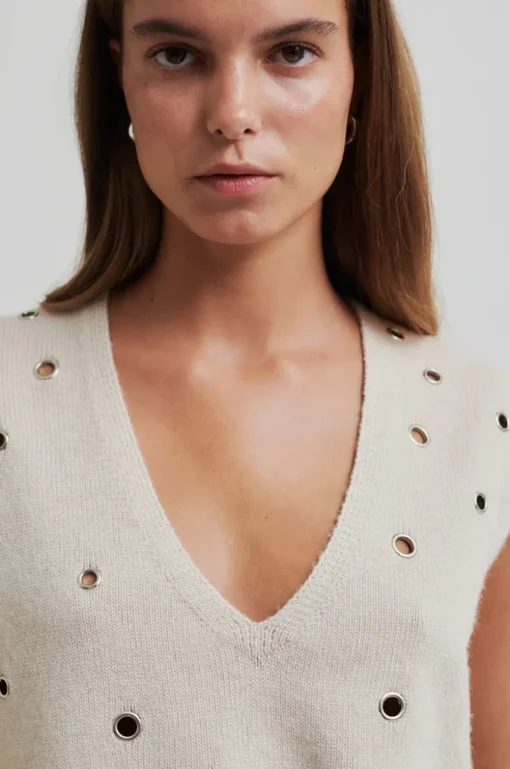 SECOND FEMALE Camra Knit Vest Summer Sand