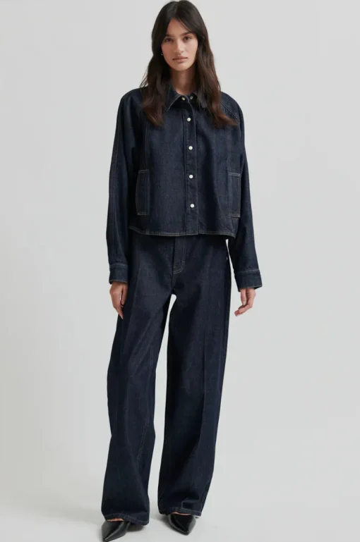 SECOND FEMALE Columbus New Denim Trousers Dark Blue Denim