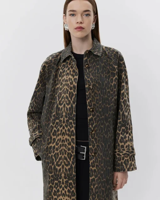 SOFIE SCHNOOR S251425 Trench Coat Light Brown Leopard